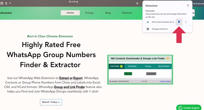 Click on the Extension Icon